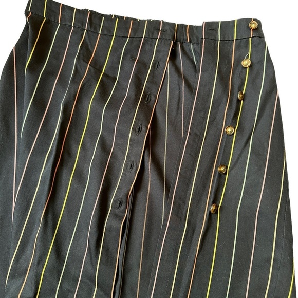 Marine Layer Navy Blue with Yellow, Pink, & Green Horizontal Midi Skirt | Size M - Picture 3 of 8